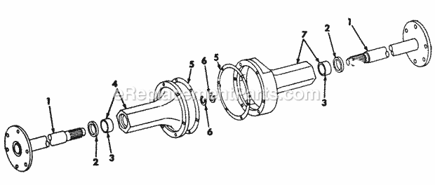 Rear Axle Diagram and Parts List for 122  Cub Cadet Lawn Tractor